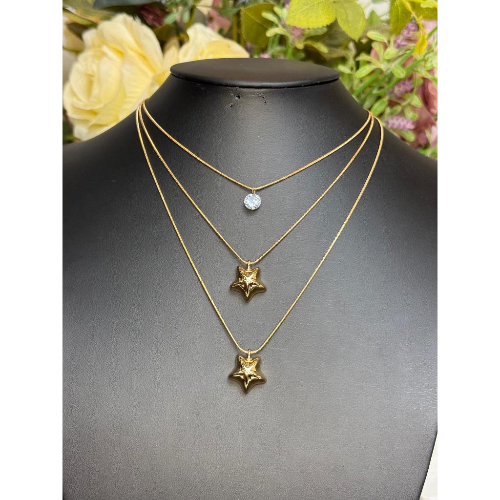 Colar feminino triplo estrela do mar